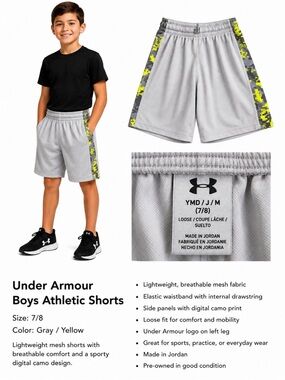 Under Armour Gray Shorts with Yellow Camo Side Panels